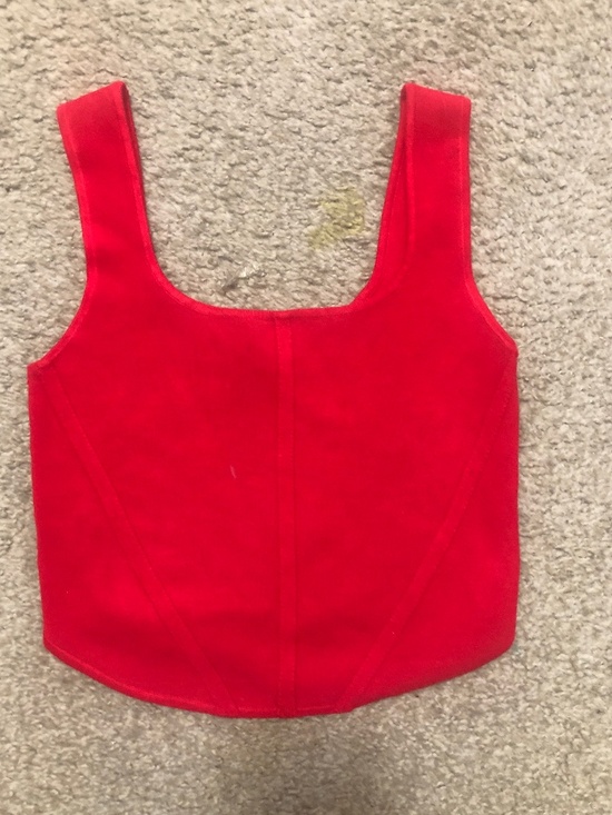 Tops - HOUSE OF HARLOW 1960 Red Wide Strap Crop Round Hem Square-Neck Knit Top small